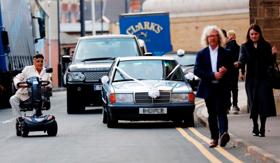 Guests arriving for the wedding of Charles Bronson and Paula Williamson in Wakefield today