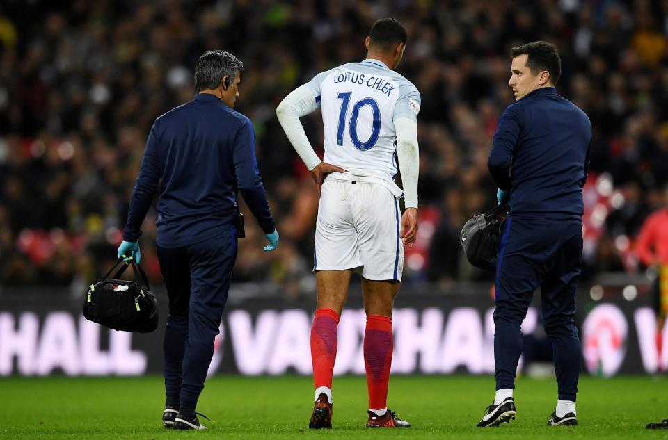  The on-loan Crystal Palace man hobbled off the hallowed turf at the national stadium tonight