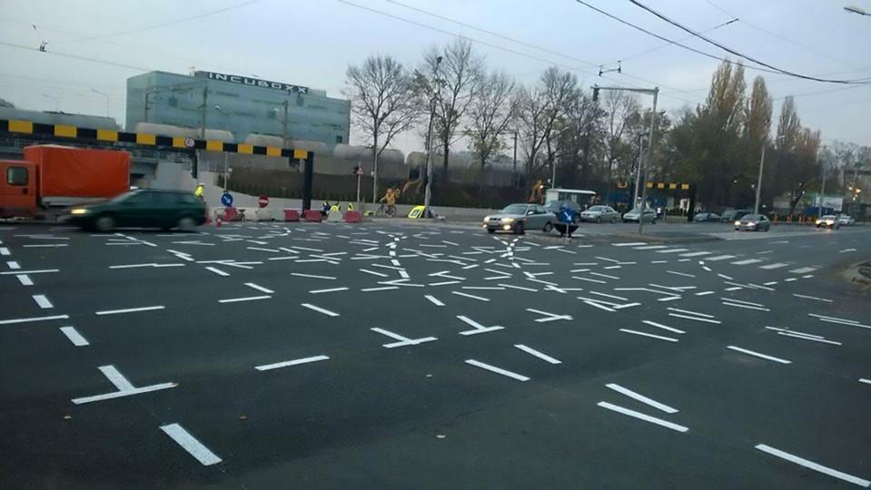  Many of the dotted markings are unnecessary, as drivers should know which direction their lane is heading