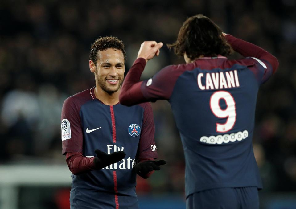  There was no sign of a rift between Edinson Cavani and Neymar