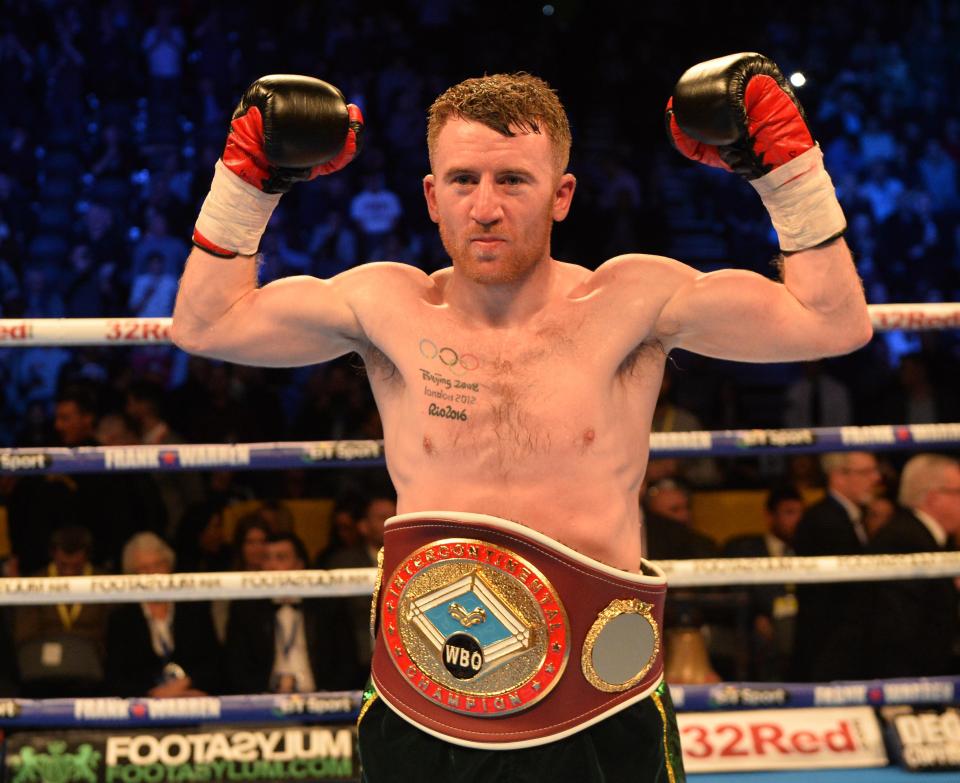  The 30-year-old poses with his belt as he moves to 5-0 in the paid ranks