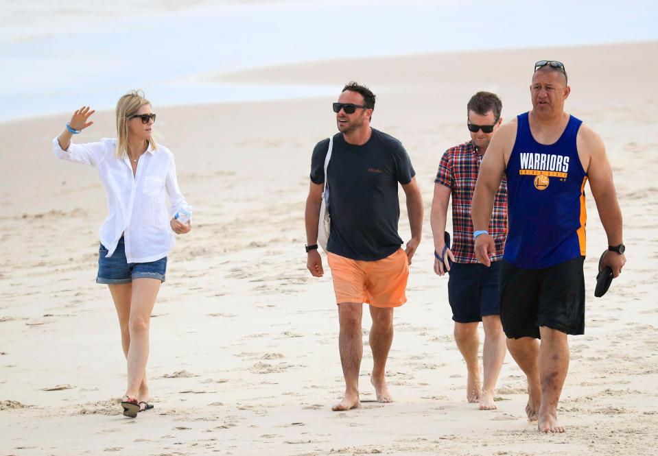  They were joined by a bodyguard during their beach walk