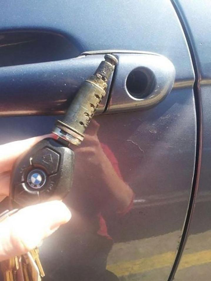  This car now has keyless opening after the lock came away in the driver's hand