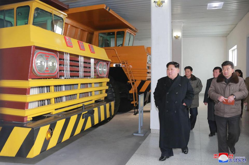  North Korean leader Kim Jong-un inspects the Sungri Motor Plant