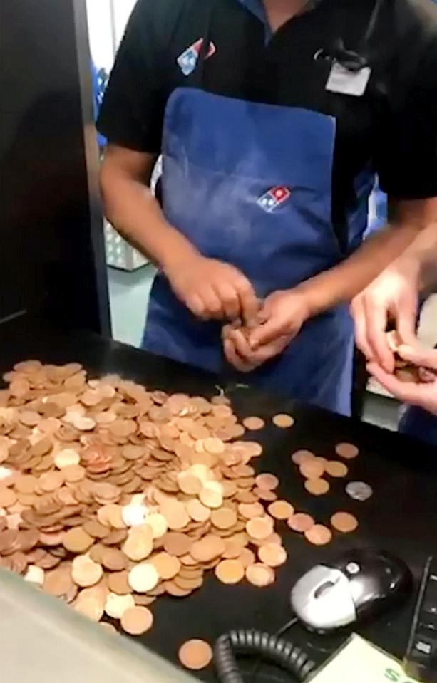  He decided to get revenge after being 'hounded' by the pizza chain so paid up with the coppers