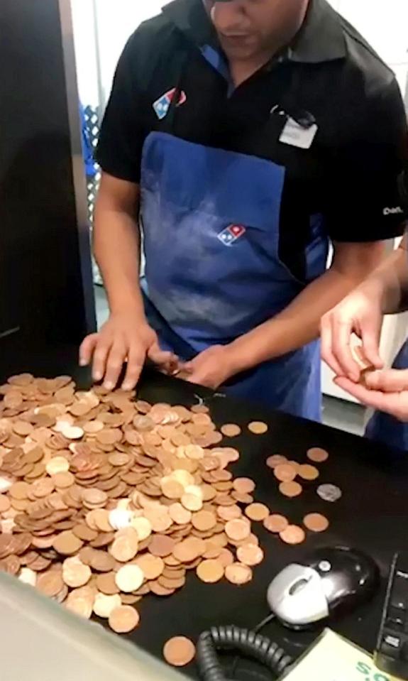  Fuming Billy Martin paid £25 for a Domino's using 2p coins following a row over an outstanding payment