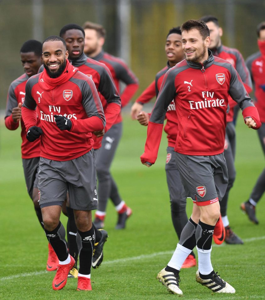  Arsenal players looked in fine spirits ahead of their Europa League clash