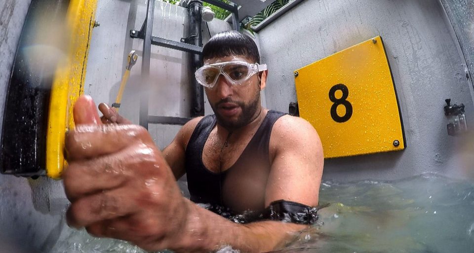  Flushed Out saw Amir Khan confront water critters to win a meal ticket for camp