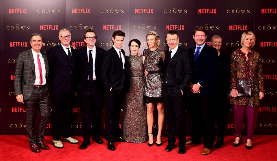  Andy Harries, Stephen Daldry, Philip Martin, Matt Smith, Claire Foy, Vanessa Kirby, Peter Morgan, Suzanne Mackie, Philippa Lowthorpe and Ben Caron at the premiere