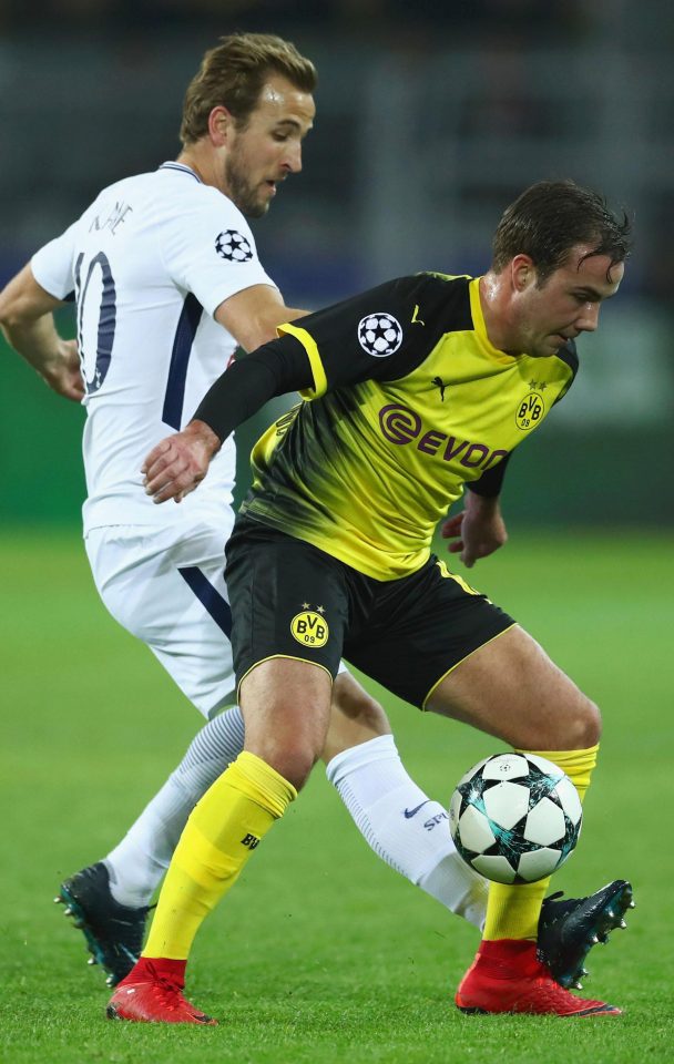  Mario Gotze was part of the Dortmund side who lost 2-1 to Harry Kane and Co in the Champions League last week