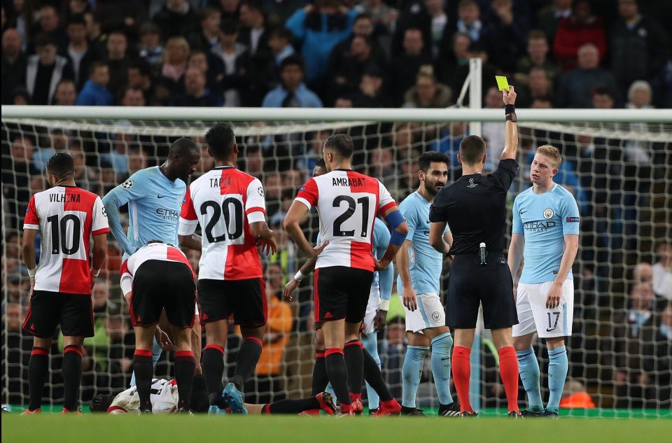  Kevin de Bruyne was booked in the second half and will miss the trip to Donetsk