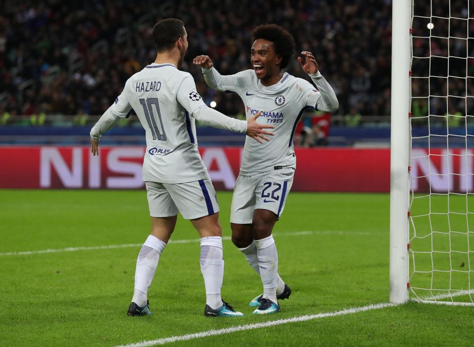  Willian and Eden Hazard combined brilliantly to score Chelsea's second