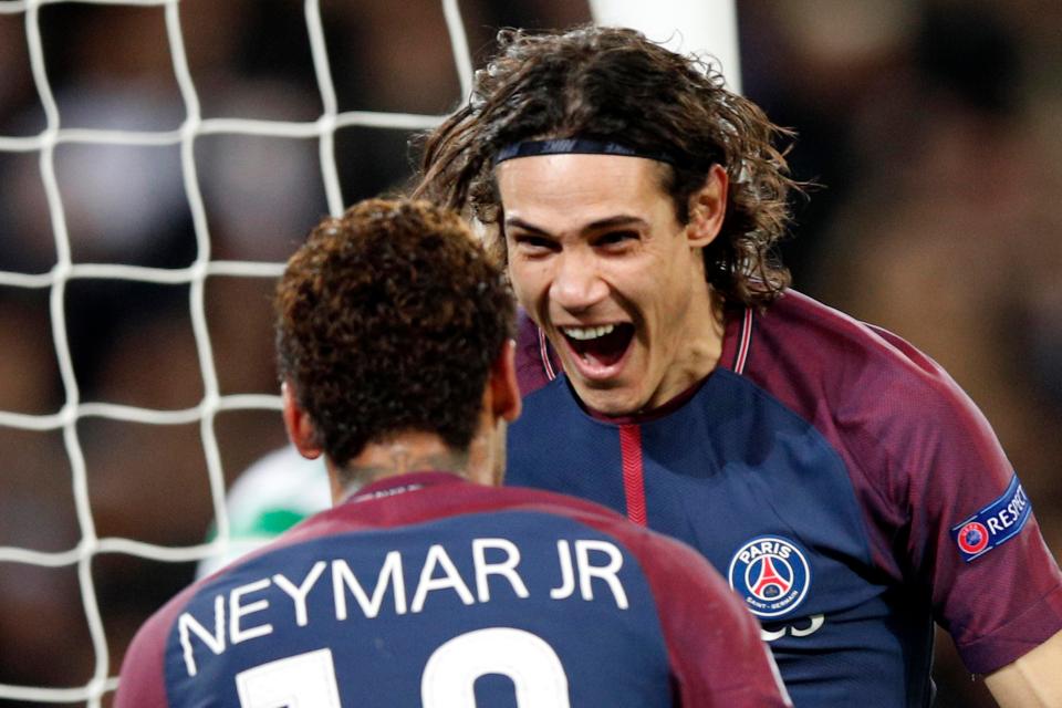  Edinson Cavani also netted twice against Celtic