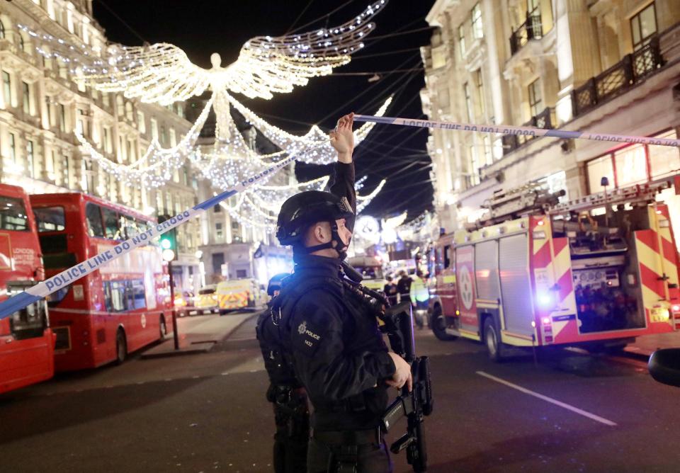  Armed police remained on guard at Oxford Street