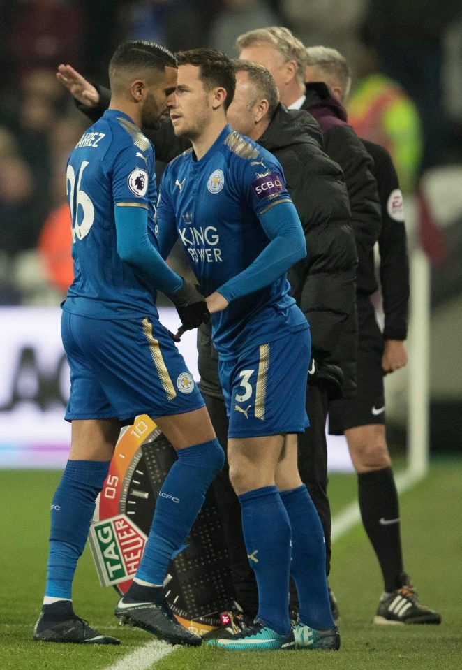  Riyad Mahrez showed his frustration at being taken off in the draw at West Ham