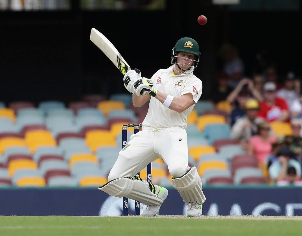  Steve Smith ducks under a bouncer during first Ashes Test in Brisbane