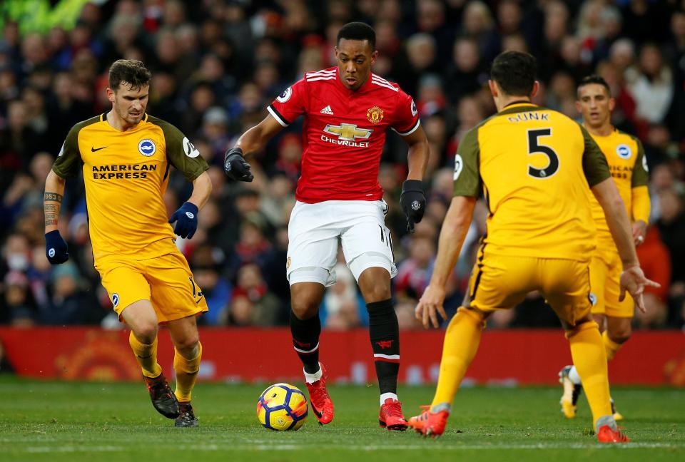  Anthony Martial in action during Premier League clash against Brighton