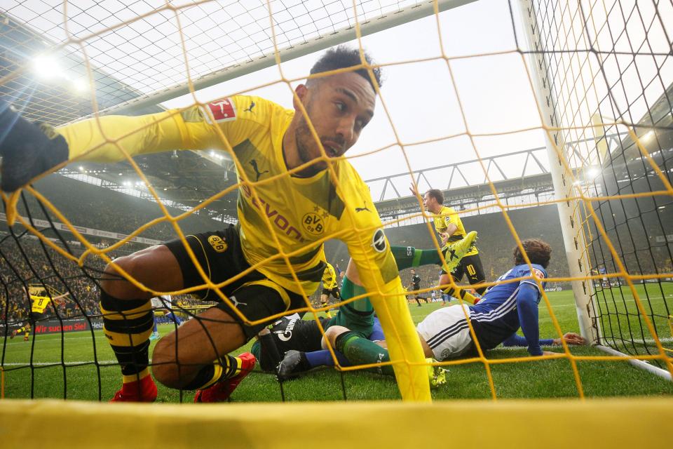  Pierre-Emerick Aubameyang scored Dortmund's first goal and assisted another before being shown the red card