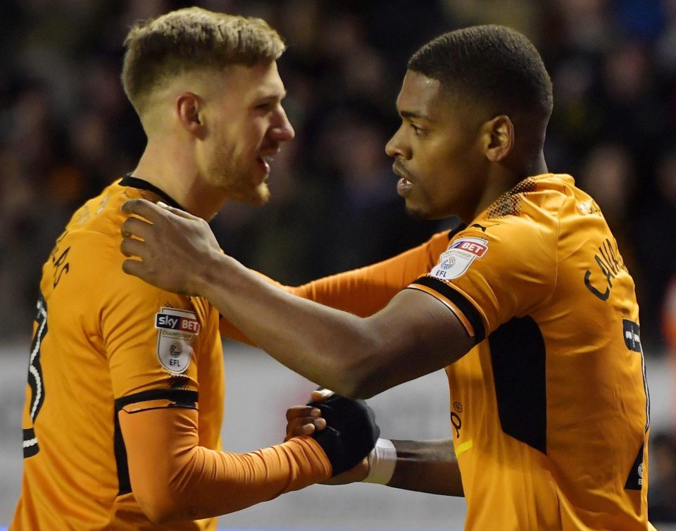  Ivan Cavaleiro celebrates with Barry Douglas in a season where both have shone