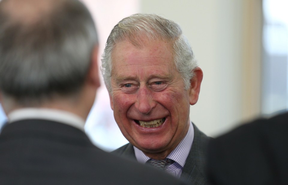 The Prince of Wales grinned during visit to Dorset today as his son’s engagement was announced