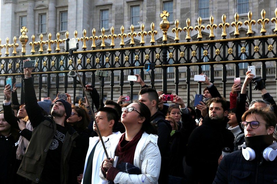 Crowds are gathered outside Buckingham Palace today after the royal’s engagement was announced