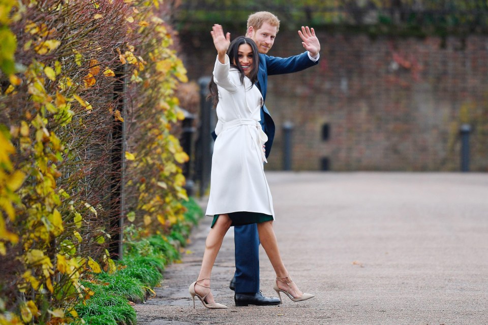 The happy couple waved goodbye after their first photocall in the Sunken Garden at Kensington Palace