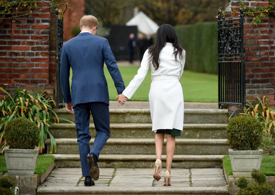  The lovebirds turned to walk back up the Sunken Garden steps