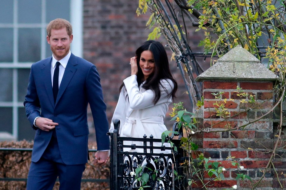 The smitten pair strolled through the palace’s Sunken Garden to address the press