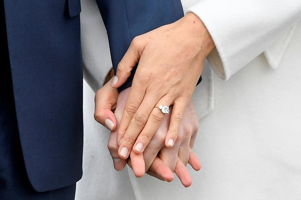 The American actress and humanitarian campaigner showed off her ring which was designed by Prince Harry