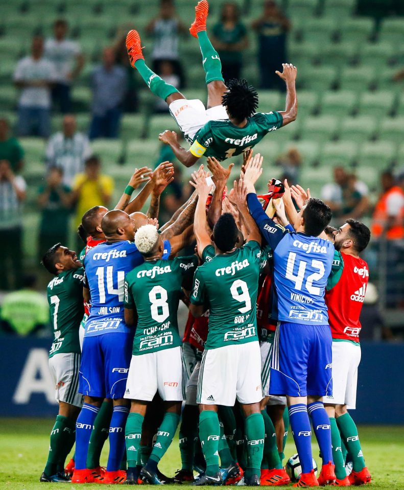  Palmeiras squad send Ze Roberto off in style after 2-0 win over Botafogo