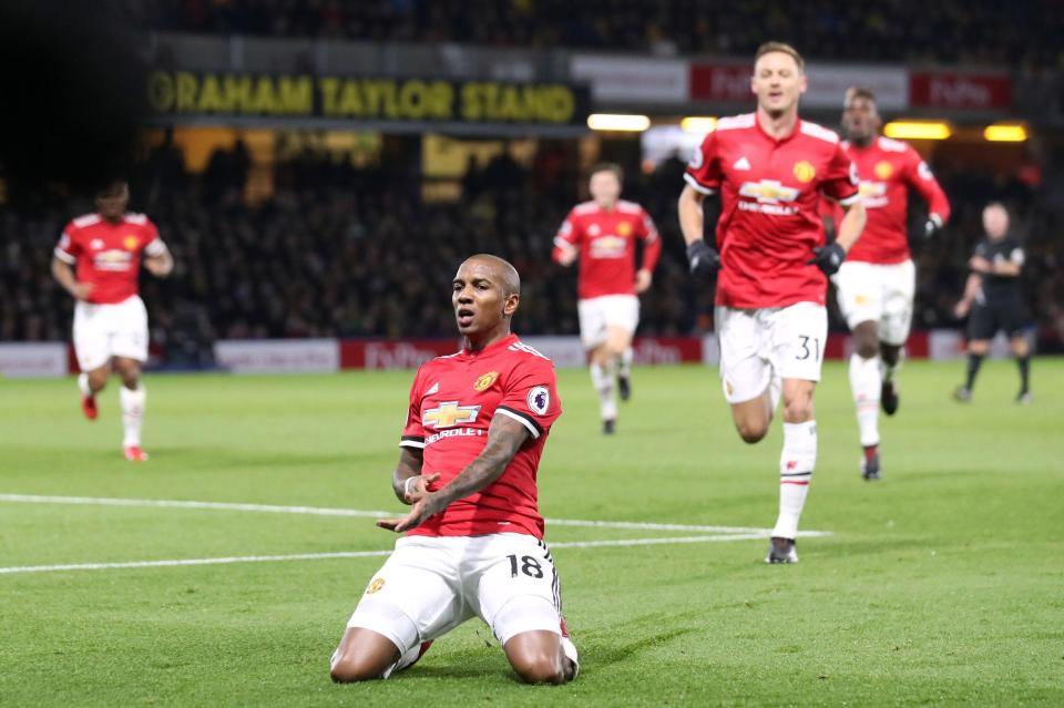  Ashley Young rolled back the years to haunt his former side Watford