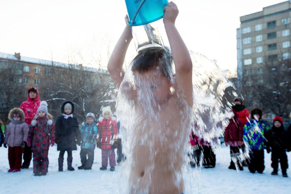  Even at -15C, kids go out and pour cold water over their heads to build stamina and flu immunity. Also great for stress.