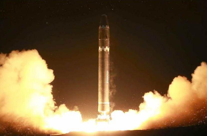  The rocket is seen taking off in images circulated on North Korean state TV