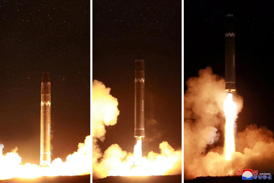  North Korea launches its new long-range ballistic missile yesterday