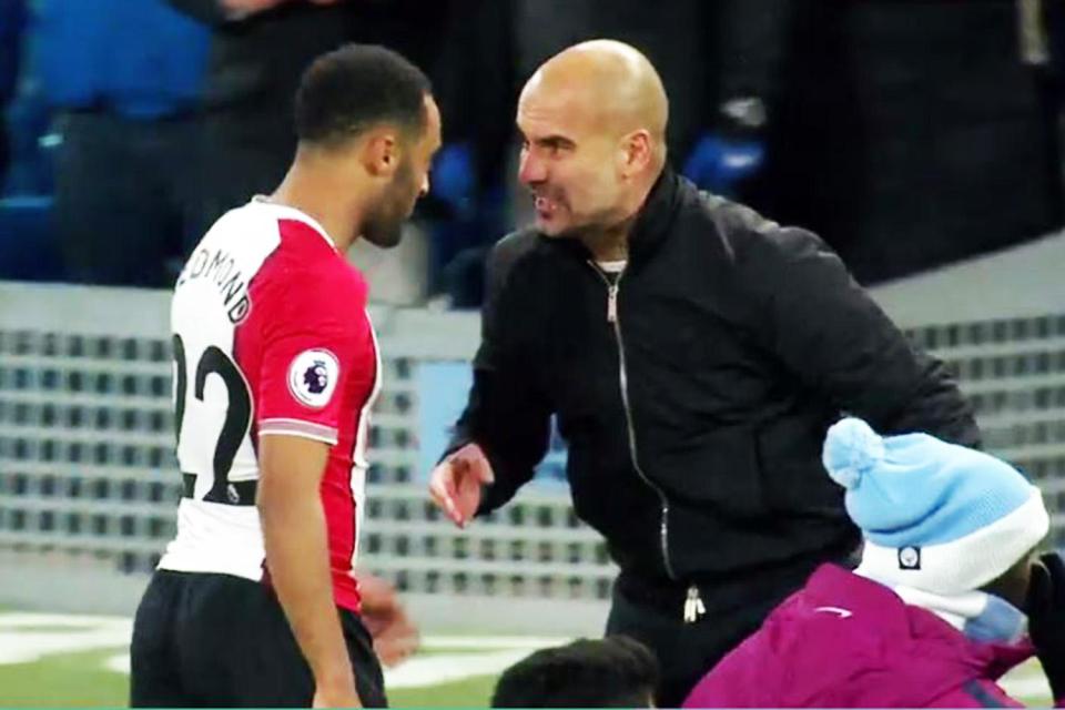  14secs... Pep Guardiola asks Nathan Redmond 'you quit?'