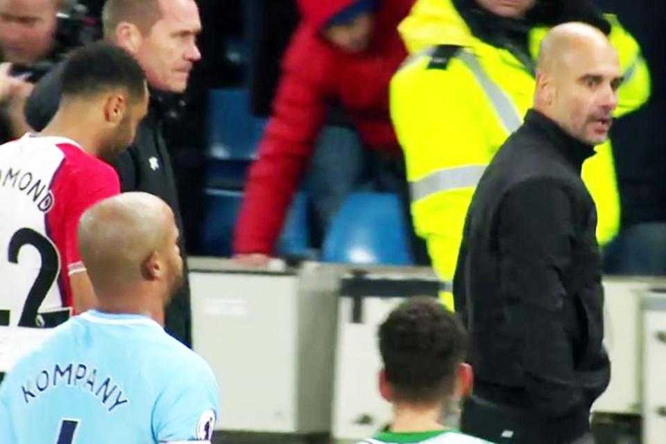  20secs... Pep Guardiola incredibly calls Nathan Redmond a 'w****r'