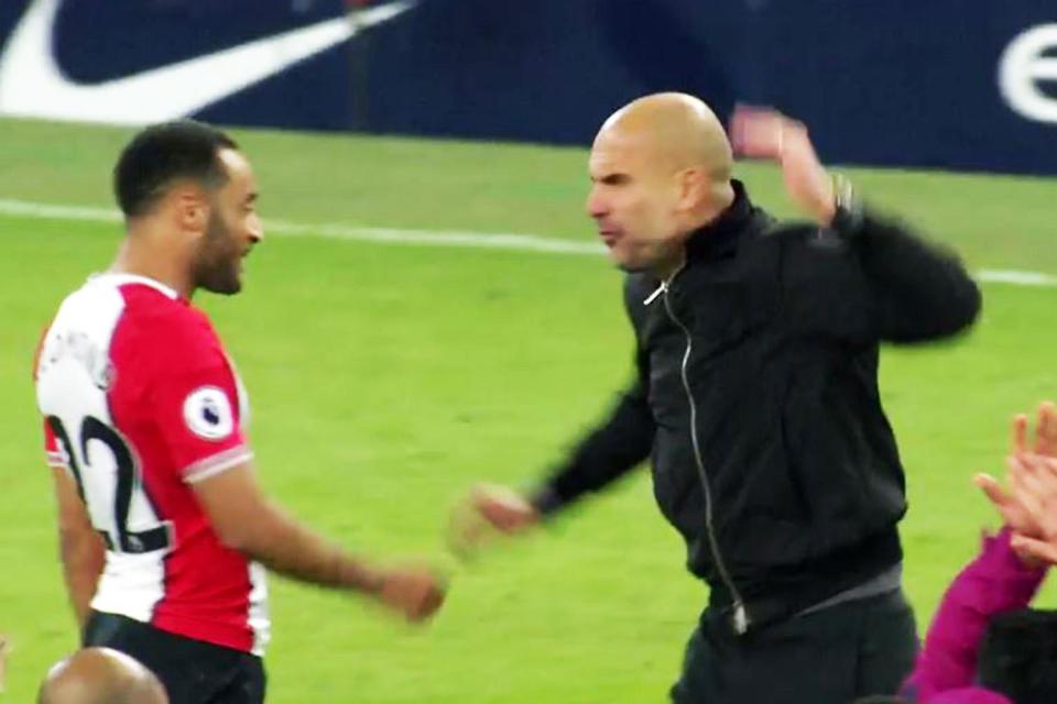  7secs... Pep Guardiola shouts 'what the f*** you playing at' at Nathan Redmond