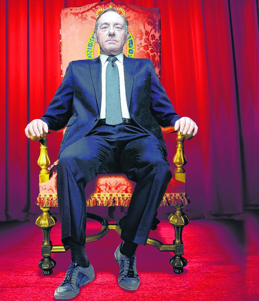  King Leer... 'toxic' actor Kevin Spacey is said to have had pictures taken of him sitting on the Queen's 'hallowed' throne - as in our mock-up