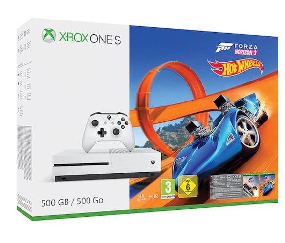  This bundle features an Xbox One S 500GB Console plus the racing game for car enthusiasts - Forza Horizon 3 and it's exciting Hot Wheels expansion pack