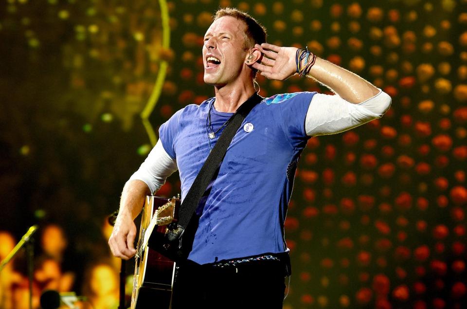  Coldplay frontman Chris Martin pictured on stage