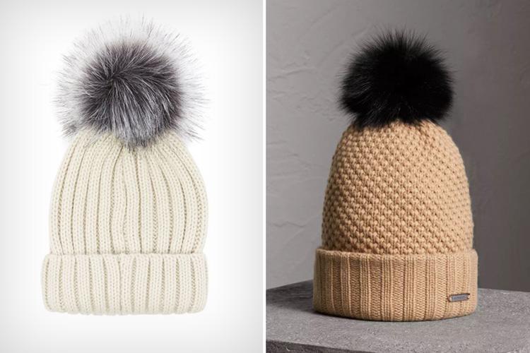  Save a whopping £283 by choosing the £12 Warehouse beanie hat, left, over the £295 Burberry one, right