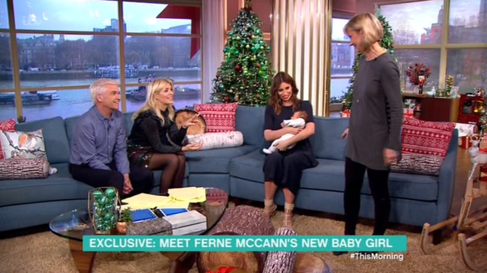 Ferne’s mum came with her to the studio to help with baby Sunday