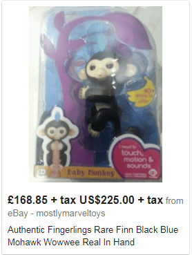  Another seller is flogging Fingerlings for a more modest £170 on eBay