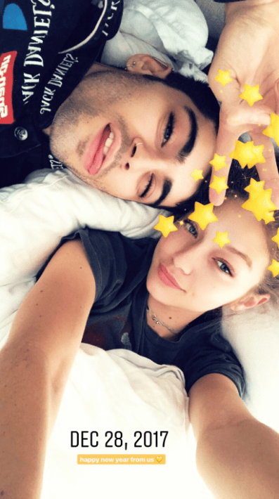  Gigi Hadid shared some candid snaps of herself and boyfriend Zayn Malik on her Instagram tonight