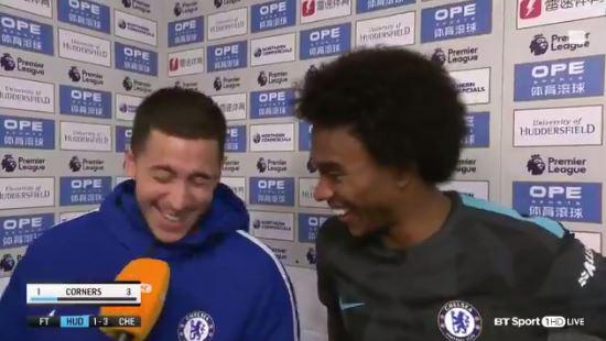  Eden Hazard laughs when Willian misjudged the title race