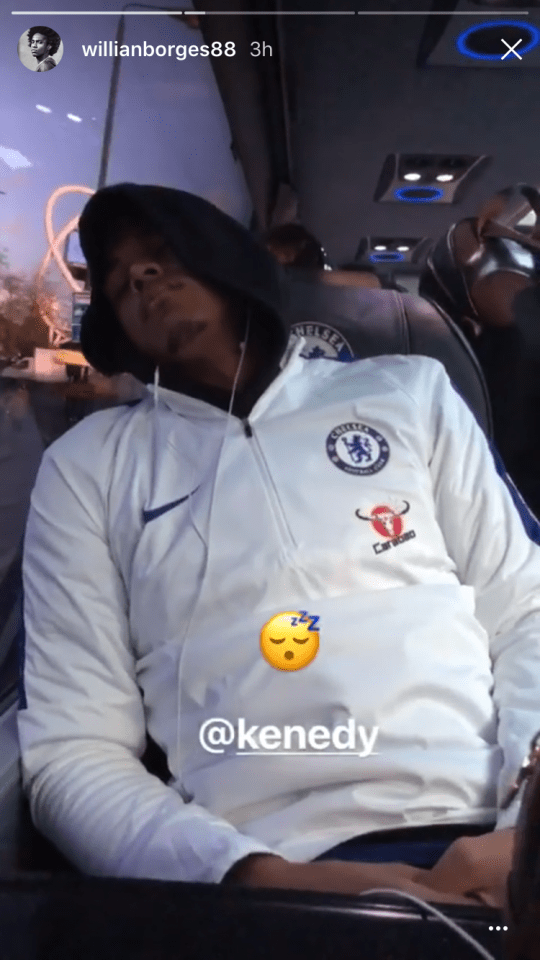  Kenedy found time to get some much needed rest on the team bus