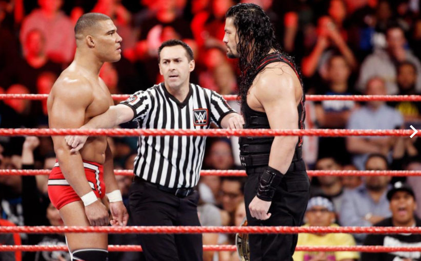  Jason Jordan faced off against intercontinental champ Roman Reigns