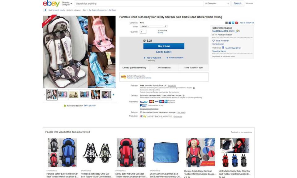  Which? found dangerous car seats on sale on Ebay which could fail in the event of crash