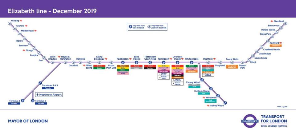  The full Elizabeth line route opens in 2019 and these are all the stations it will run through