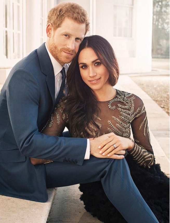  Prince Harry and fiance Meghan Markle, wearing a risqué see-through dress, look head-over-heels in love in their official engagement snaps